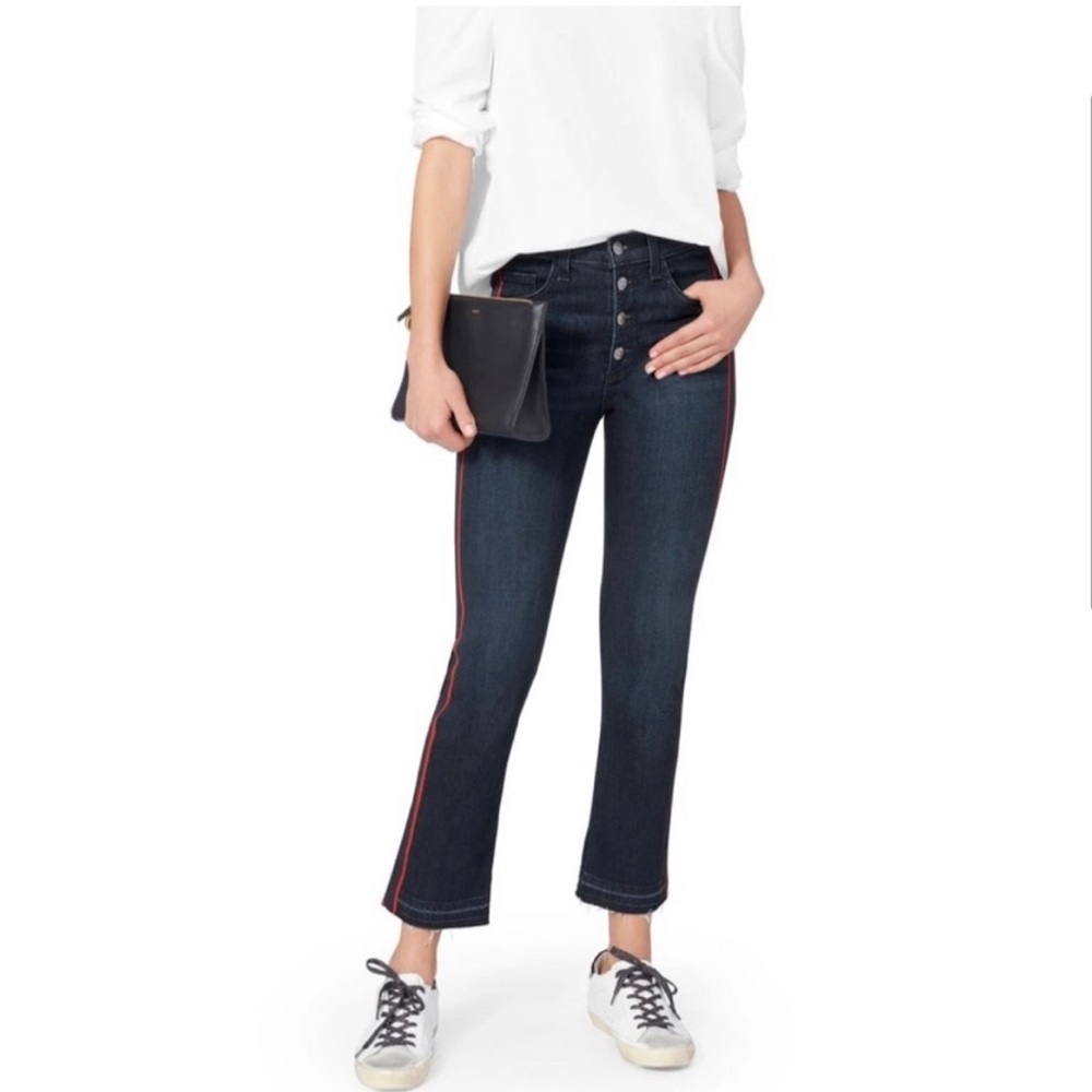 Veronica Beard Carolyn 10 inch Baby Boot Raw Hem Jeans Denim Midnight High rise